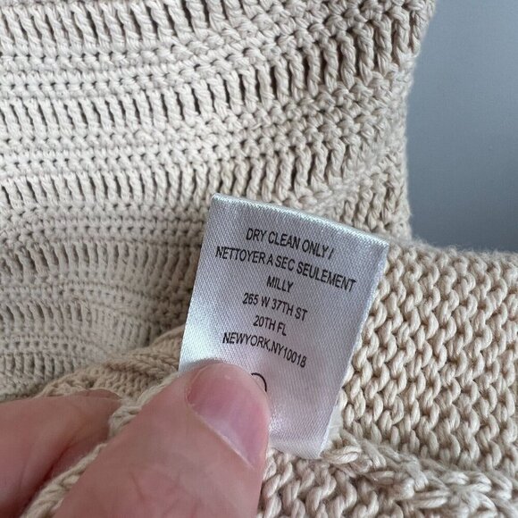 Milly Lizzy Crochet Dress Size Small Tan Lined Boho Vacation Resort Wear Cruise - Picture 9 of 9